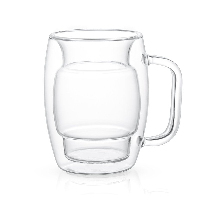 JoyJolt Cadus Glass Coffee Cups Double Wall Insulated Mugs Set of 2 Tea Glasses, 10-Ounces.