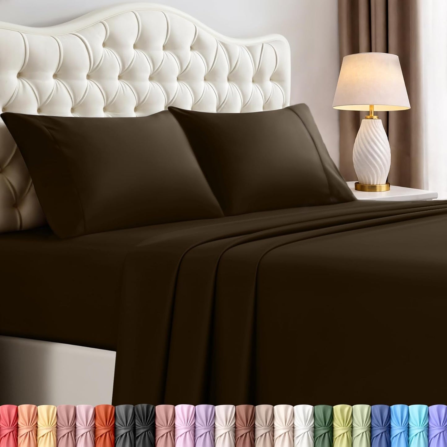 Utopia Bedding Queen Size Sheet Set - Soft, Breathable Microfiber - 4-Piece in Brown