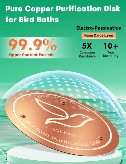 Skiennix 2-Pack Copper Bird Bath Cleaning Disks - 99.9% Pure Copper, 0.6mm Thick, Triple-Point Support