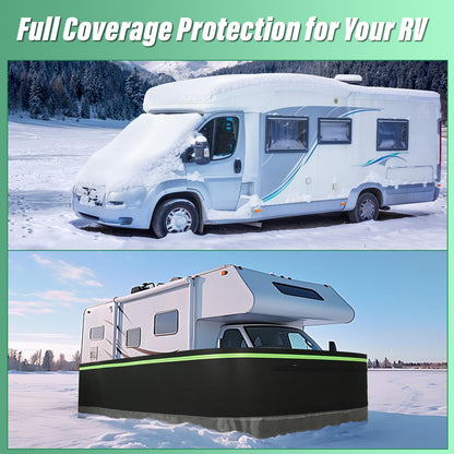 RV Skirting for Travel Trailers & 5th Wheels, 65.5FT Skirting for RV Campers Heavy Duty 2.6FT High Camper Insulated Skirt with Bottom Stainless Steel, All-Weather Windproof Waterproof UV-Resistant