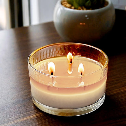 3-Wick Beeswax Candles in Glass Jar, Natural Unscented Beeswax Candles - 22 Hour Burn Time, Handmade Candles for Party, Holidays Gift, Dinning (Pack of 1, White)