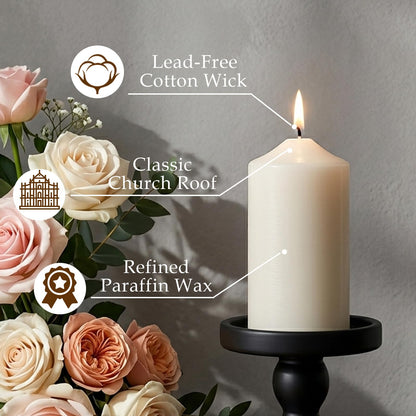 12 Packs White Pillar Candles for Centerpiece, 2x3 2x6 2x8 Inch, Classic Unscented Wedding Candles for Hurricane, Dripless and Smokeless Candles for Party, Home Decor, Mantels