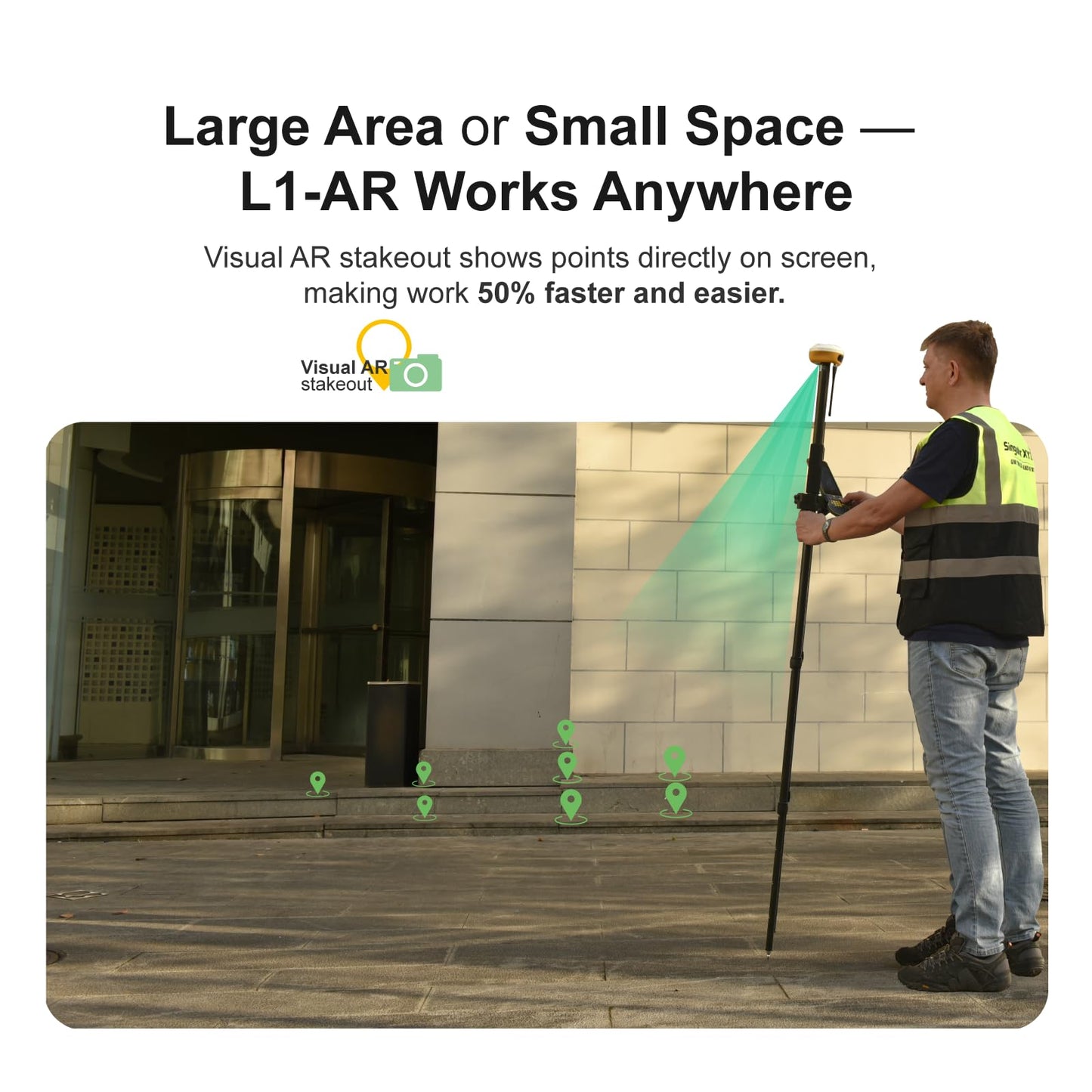L1-AR GNSS RTK Base+Rover – RTK GPS Handheld Collector with Software & Visual Stakeout with Camera, Global Shutter with 2 MP, 2cm Accuracy, 120° Tilt Survey | Professional Support
