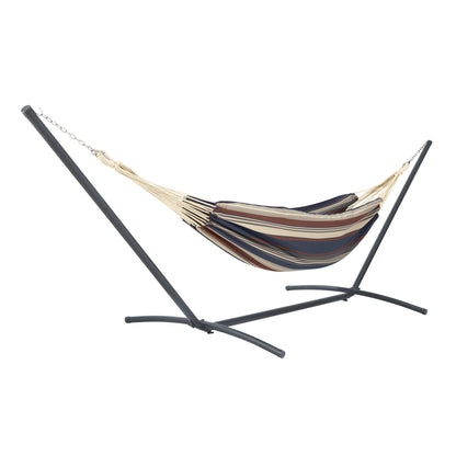 Classic Accessories Montlake Fadesafe Brazilian Hammock with Steel Stand, Heather Indigo Blue Multi-Stripe
