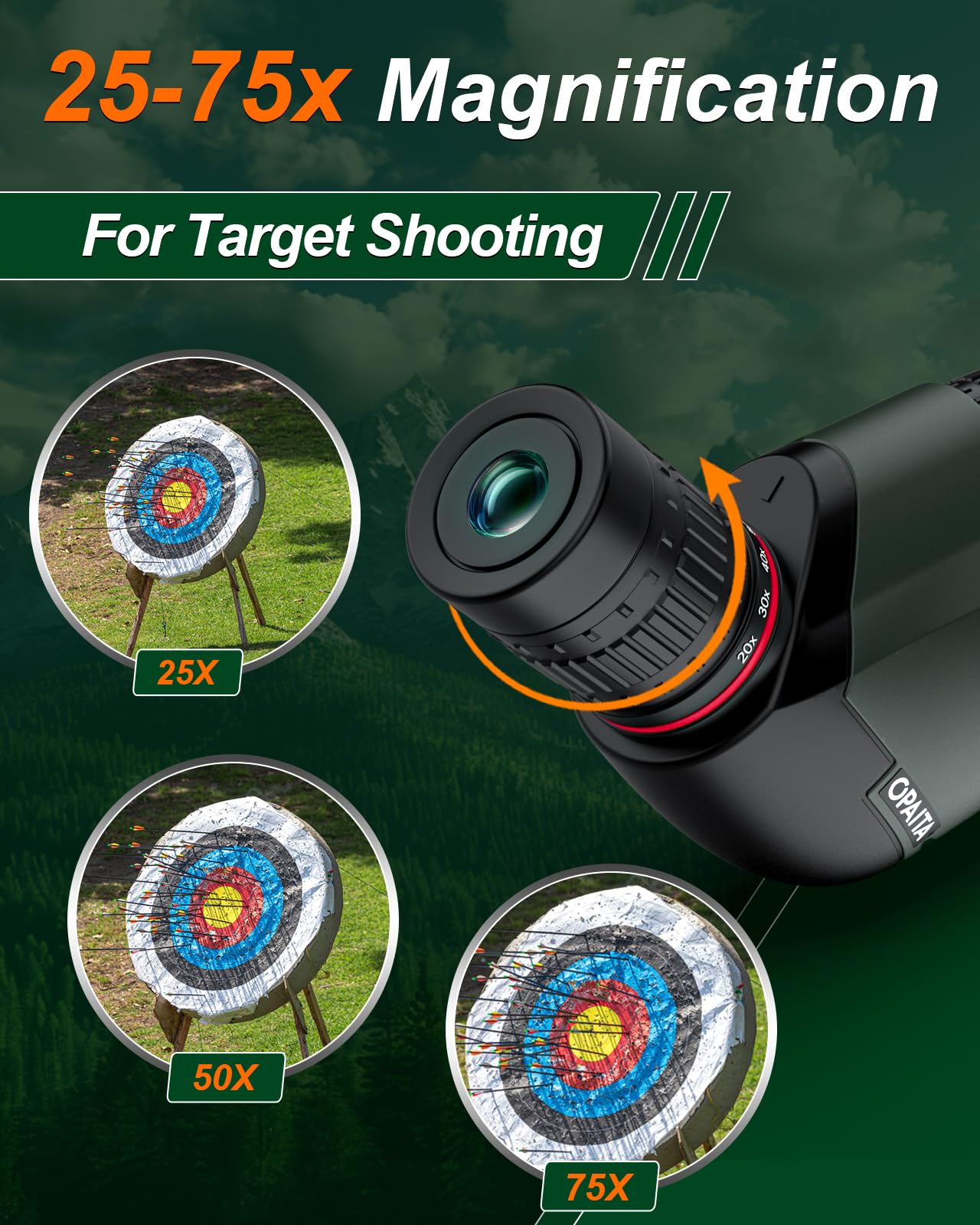 opaita 25-75X80 Spotting Scope for Shooting Hunting - Spotter Scopes with Tripod Phone Adapter Waterproof HD Scope for Target Shooting Bird Watching - Gifts for Men