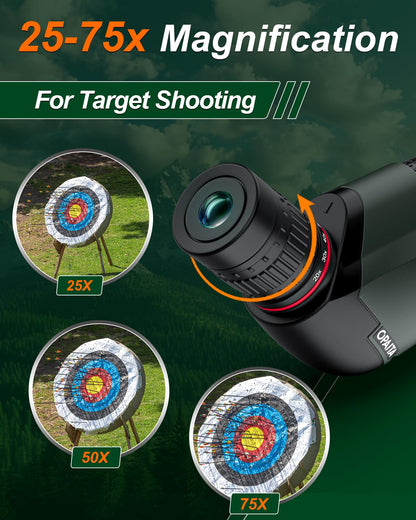 opaita 25-75X80 Spotting Scope for Shooting Hunting - Spotter Scopes with Tripod Phone Adapter Waterproof HD Scope for Target Shooting Bird Watching - Gifts for Men