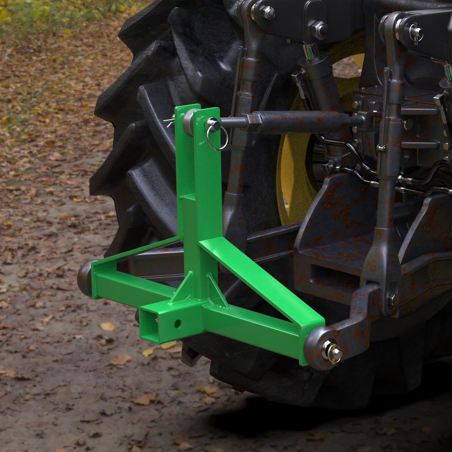 Green 3 Point Hitch Receiver Quick Hitch Compatible, 3 Point Trailer Hitch 2" Receiver for Category 1 Tractor, 3 Pt Trailer Towing Hitch Tractor Drawbar for Kubota, John Deere, BX, Kioti, Yanmar etc