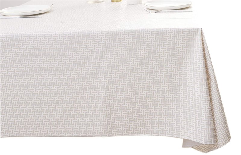 Pioggia Vinyl Tablecloth with Flannel Backed Waterproof Oil-Proof PVC Table Cloth Wipeable Spill-Proof Plastic Table Cover for Indoor and Outdoor(Weave, 60 x 102 Inch Rectangle)