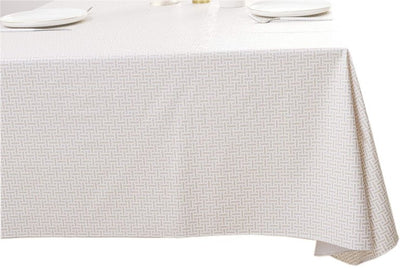 Pioggia Vinyl Tablecloth with Flannel Backed Waterproof Oil-Proof PVC Table Cloth Wipeable Spill-Proof Plastic Table Cover for Indoor and Outdoor(Weave, 60 x 102 Inch Rectangle)
