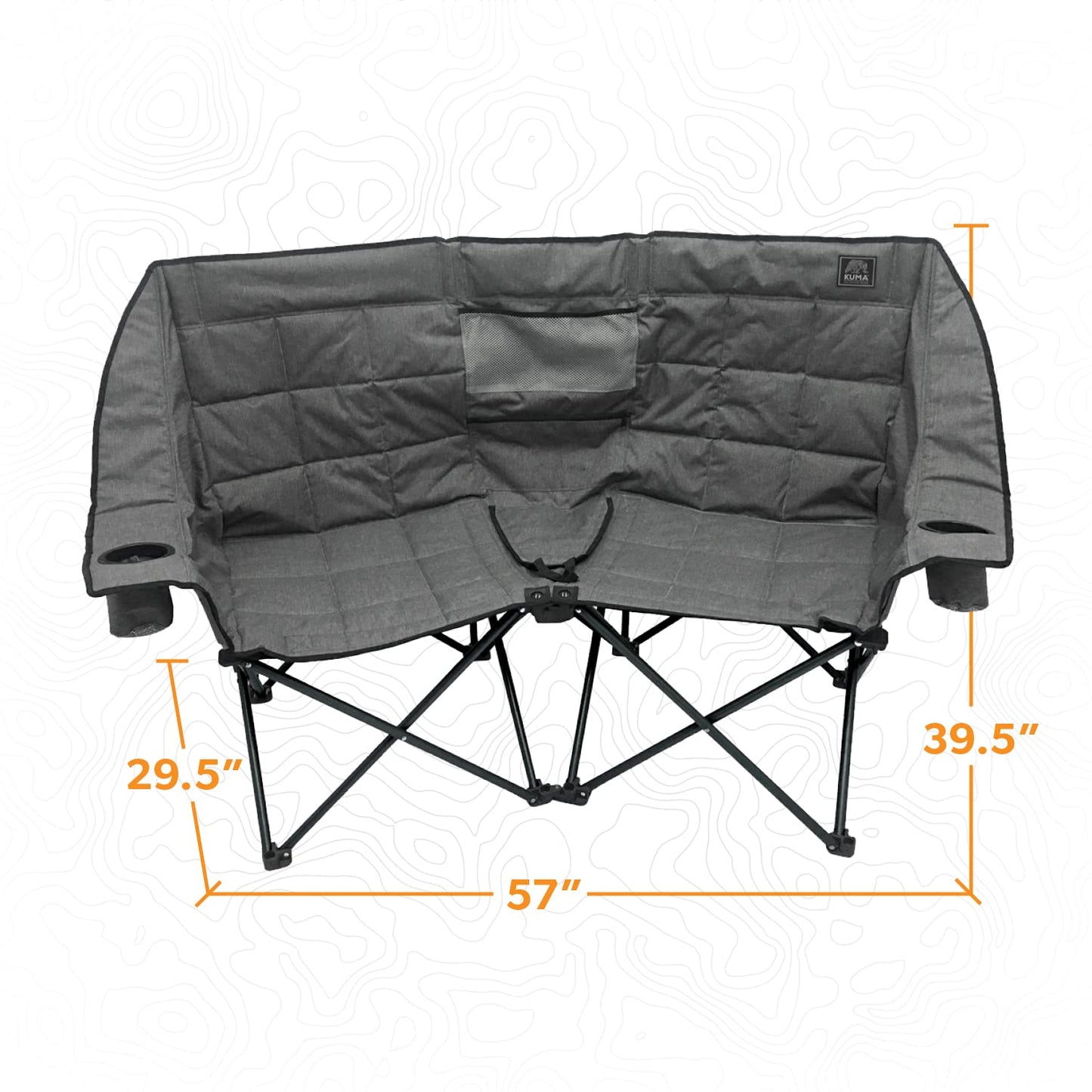 Kuma Outdoor Gear Kozy Bear Chair with Carry Bag, Ultimate Portable Luxury Outdoor Double Camping Chair for Glamping, Sports & Outdoor Adventures (Heather Grey/Black)