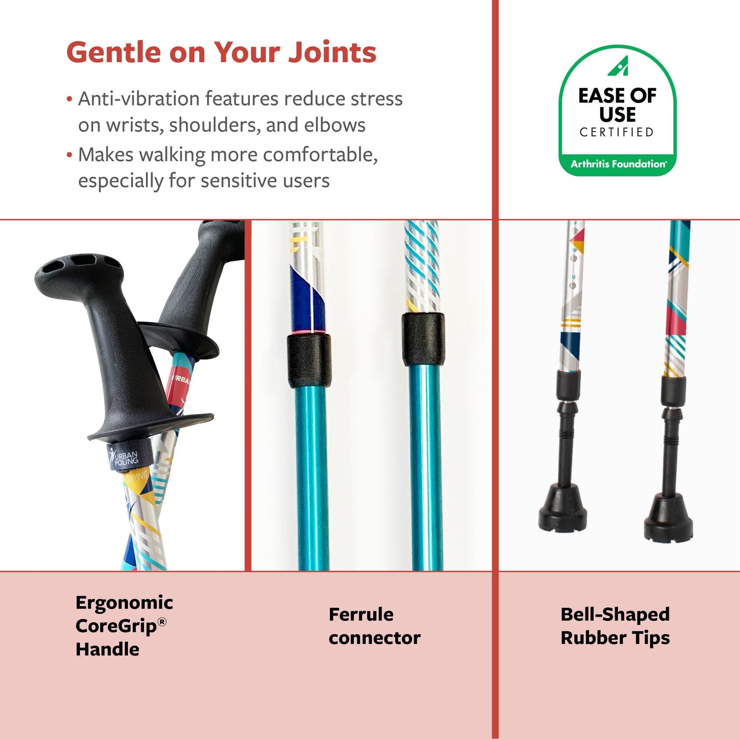 Urban Poling ACTIVATOR® MODA with Snow & Trekking Baskets, Silver with Blue, Green, & Yellow, 1 Pair – For Users 4'2"–6' – Lightweight, Aluminum Nordic Walking Sticks – Collapsible & Adjustable Hiking