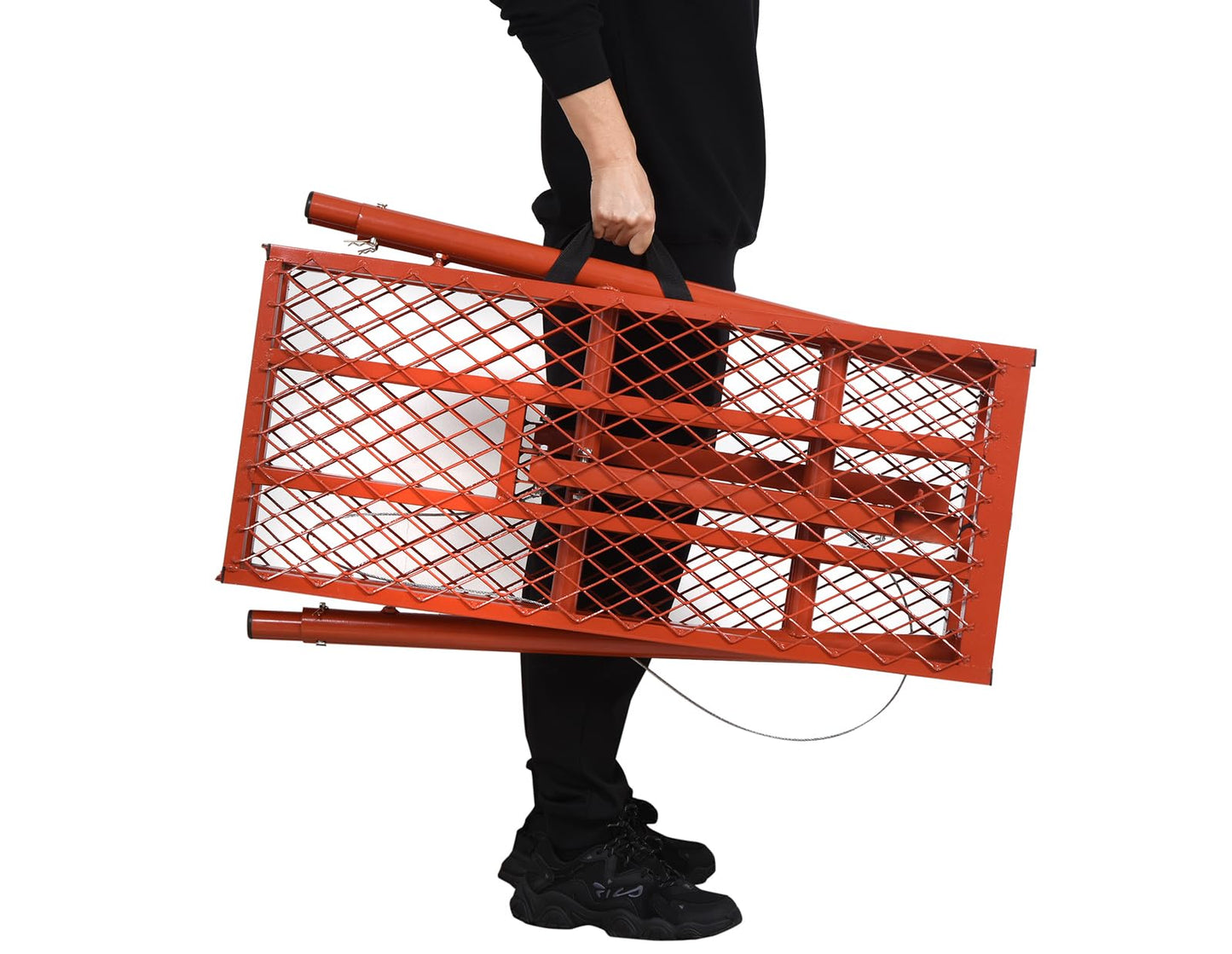 LEADALLWAY Scaffolding Platform 770 Lbs Capacity 70(L) x15(W) x33(H) Folding Adjustable Portable Work Platform Ladder,Red