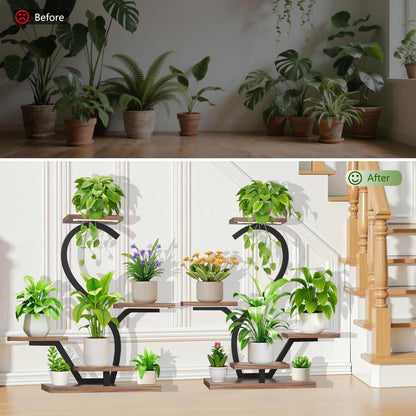 Plant Stand Indoor with Grow Lights - 5 Tiered Indoor Plant Shelf, 30" Small Plant Stand for Indoor Plants Multiple, S-Shape Plant Rack Display Shelf, Flower Holder for Living Room, Patio (2 Pack)