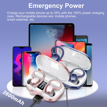 hadbleng Ear Buds Wireless Earbuds Bluetooth Headphones with 128H Playtime LED Digital Display Charging Case, Over-Ear Hook with Mic, Stereo Sound, IPX7 Waterproof Earphones for Workout/Running