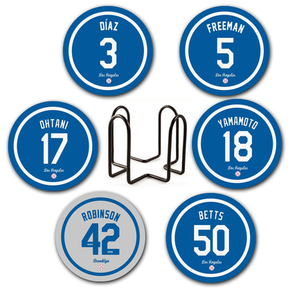 Dodger Coasters for Drinks, Los Angeles LA Baseball Ceramic Coasters Set of 6, Dodger Gift for Man, for Dodger Coffee Mug Cup