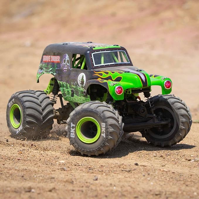Losi 1/18 Mini LMT Grave Digger 2S 4X4 RTR Brushed Monster Truck Battery &amp Charger Included Green LOS01026T1