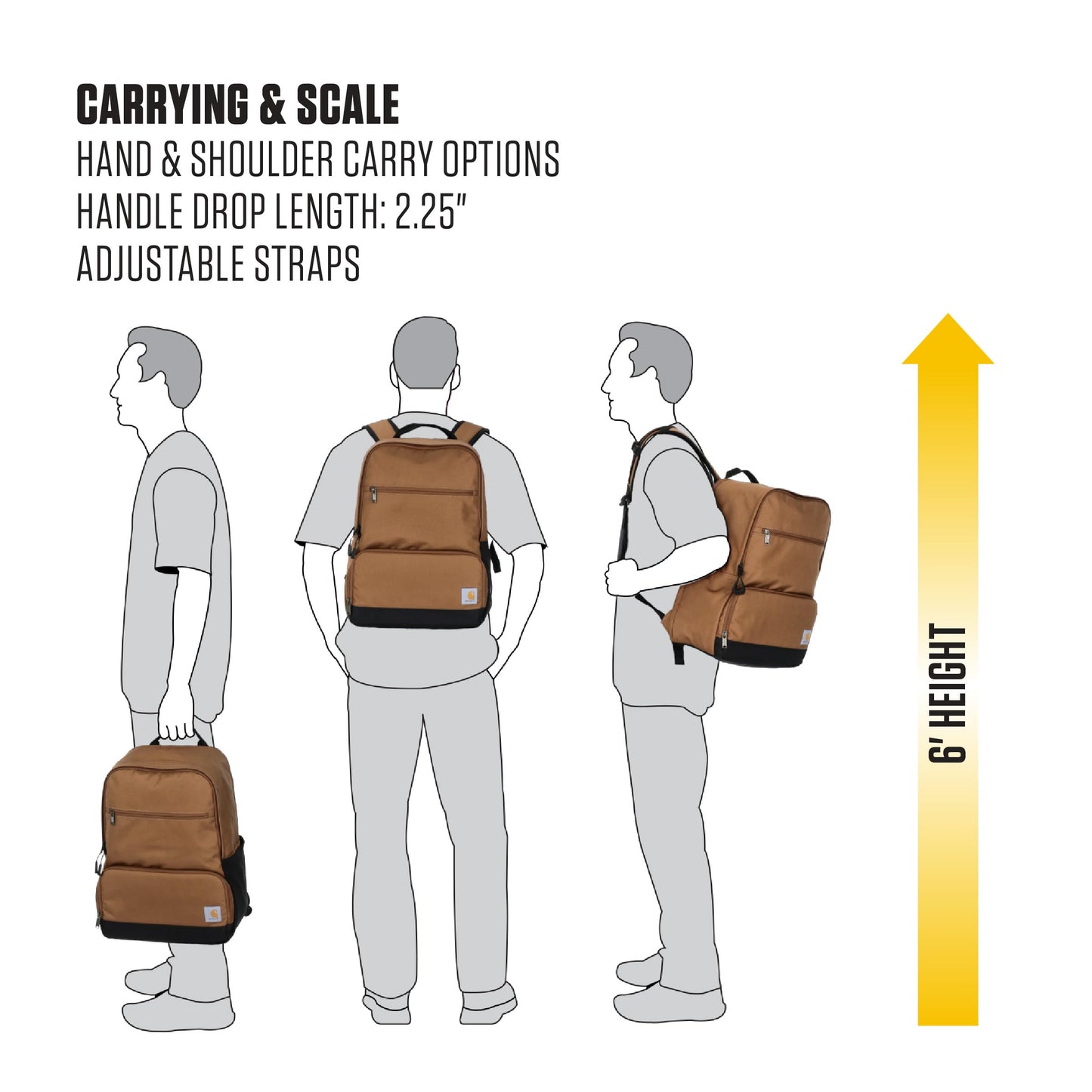 Carhartt Insulated Two Compartment Cooler, Durable Water Repellent Material W/Front Zippered Pocket for Camping, Beach & Travel, Cooler Backpack, Black