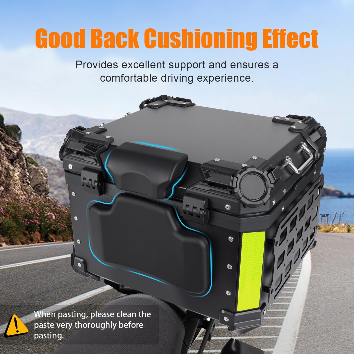 GEARZONE 55L Motorcycle Top Case with Molle Panel Universal Motorcycle Top Box for Motorcycles Suitable for Stowing Helmets and Luggage