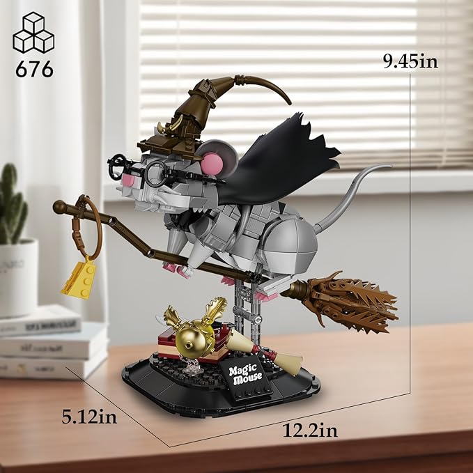 Harry Mouse Animal Building Set MOC Creative Magic Mouse Model Kit Collectible Home Office Decor Toy Gift for Teens Adults 14+ (676PCS)