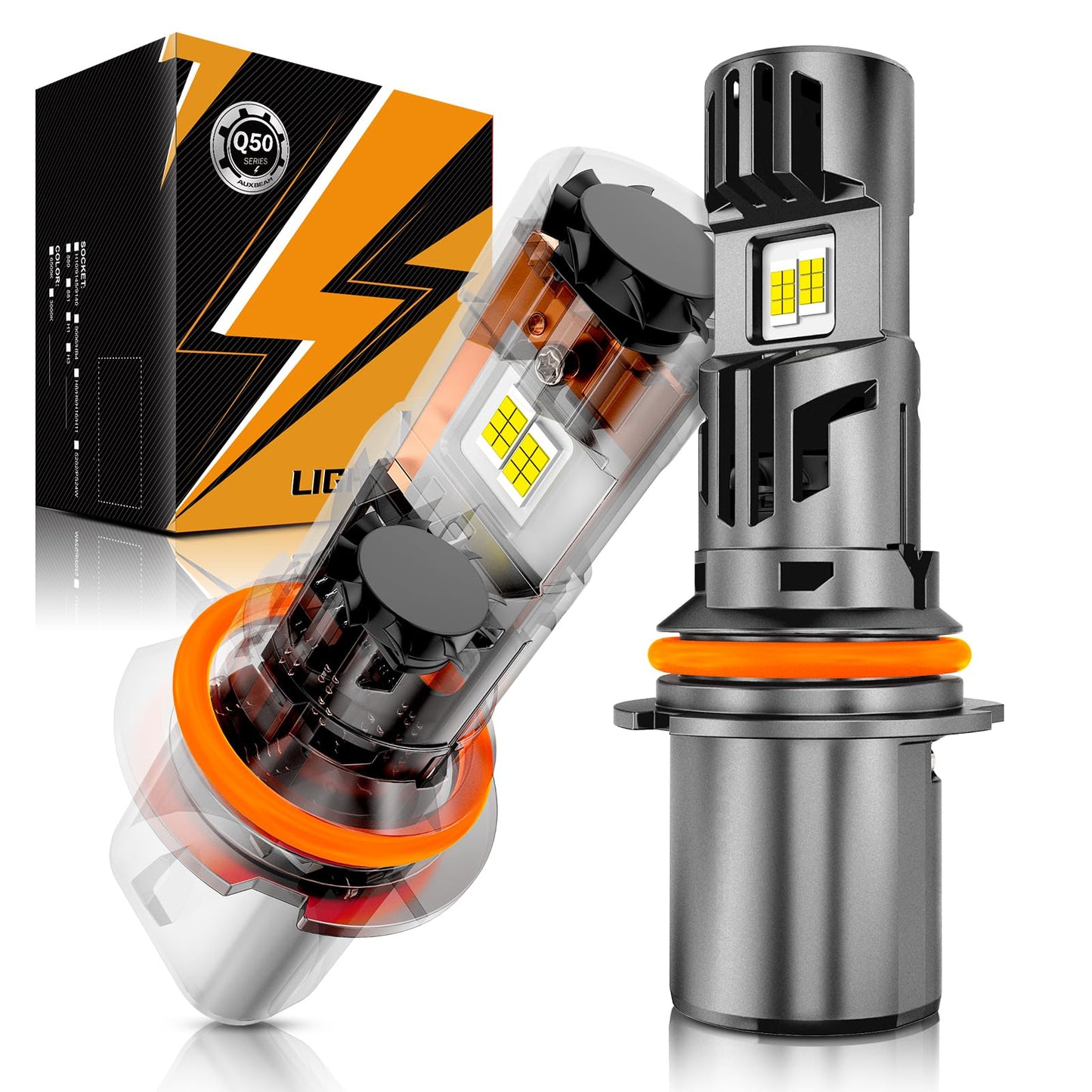 Auxbeam 9007 HB5 Fog Lights, Built-in Dual Fans, [Latest & Brightest] 130W 36000LM 900% Brighter Wireless 9007 Light For Off-Road Use