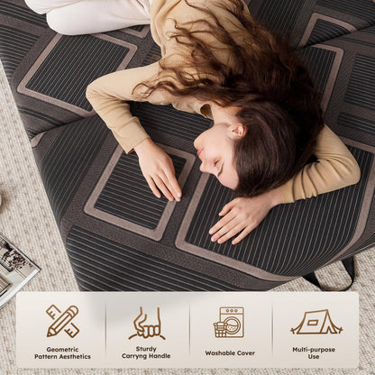CozyMine Trifold Mattress Queen Size - 4 Inch Foldable Memory Foam Mattress, Washable Cover and Non-Slip Design, Portable Folding Floor Guest Bed Camping RV Travel Pad, Easy to Store, 78" x 58" x 4"