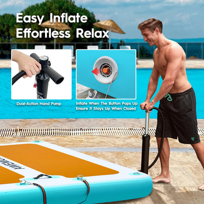 AWEMUFA 10ft x 6ft Inflatable Floating Dock, Inflatable Dock Floating Platform, Inflatable Raft Island with Non-Slip PVC Surface, Floating Mat Lake Floats for Pool Beach Ocean