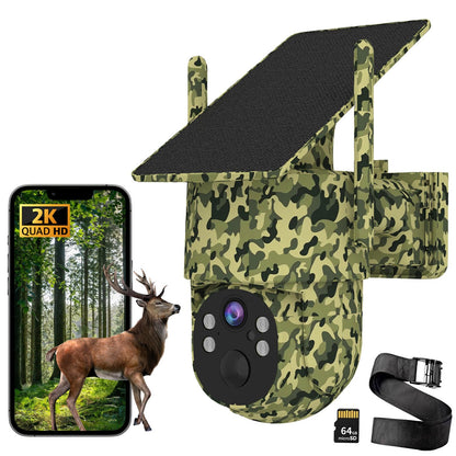 QUTHZZHY 4G LTE Solar Cellular Trail Camera,365 Days Free Unlimited Data,No WiFi Needed Trail Cam, 0.2S Speed Motion Activated Game Camera,Deer Camera 360°View IP65,Tuya Smart Camera,64GB Storage