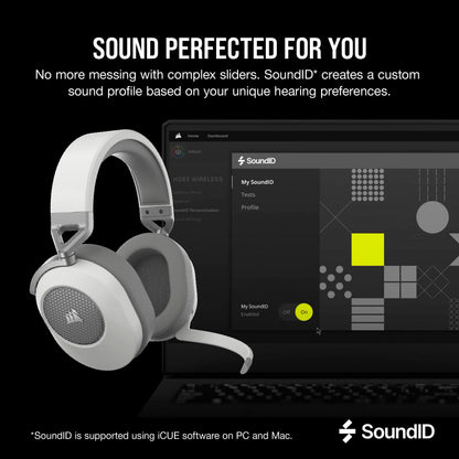 Corsair HS65 Wireless Multiplatform Gaming Headset with Bluetooth - Dolby Audio 7.1 - Omni-Directional Microphone - iCUE Compatible - PC, Mac, PS5, PS4, Mobile - White