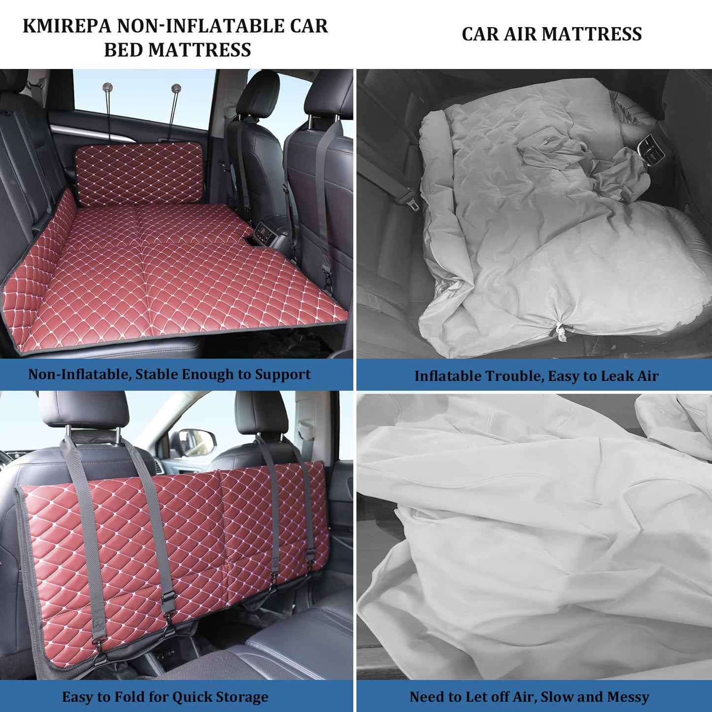Kmirepa Non-Inflatable Truck Back Seat Bed Mattress, Portable Car Beds for Large Trucks, Double-Sided Folding Travel Bed F150/RAM Trucks/Toyota/Nissan