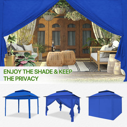 COOS BAY 11x11 Pop Up Gazebo with 4 Sidewalls, Instant Outdoor Canopy Tent with UPF 50+ UV Protection, Water Resistant Shelter with Carry Bag, Stakes & Ropes, Blue