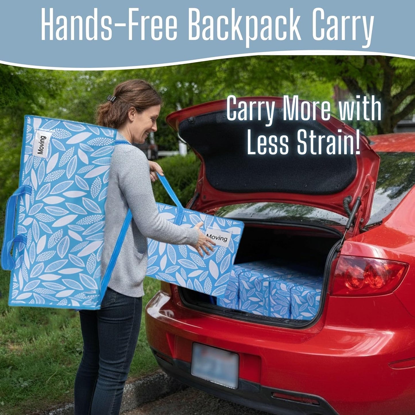VENO Heavy Duty Moving Bags - 8 Pack with Backpack Straps & Zippers | Extra Large Packing Solution for College Dorms
