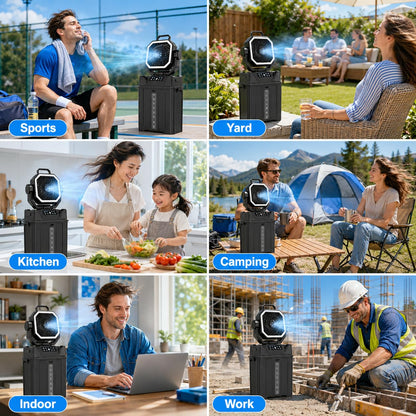 Eauah Portable Misting Fan, Heavy Duty Outdoor Misting Fan with 40000mAh Battery, Large Misting Fan Outdoor, Portable Patio Fan with Remote, Oscillating Camping Cooling Fan, 6L Water Tank (Black)