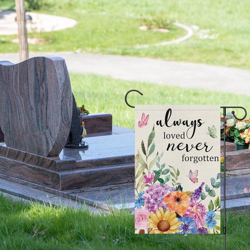 Heyfibro Memorial Garden Flag - Double-Sided Burlap Butterfly Design | 12x18 Inch Sympathy Decor
