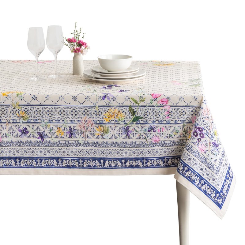 Maison d' Hermine Table Cloth Rectangle Table 100% Cotton 54 x 72 Inches Tablecloth Reusable Decorative for Dining Kitchen Room Farmhouse Home Gifts for Mothers Day Spring Summer - Faience