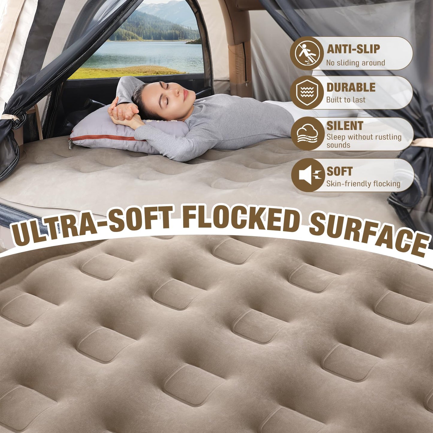 MIRUNNY Truck Bed Air Mattress for 5.5-6.7Ft,Pickup Airbed with Wireless Rechargeable Pump,Inflatable Air Mattress for Travel,Outdoor & Road Trips,Fits F-150 / Ram/Silverado Full-Size Trucks