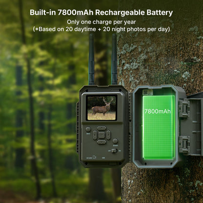 GardePro E8 2.0 Pro Solar WiFi Trail Camera (Non-Cellular), Dual Antennas, Stable Connection, 4K Video, Rechargeable Battery, On-Site Viewing, No-Glow Night Vision, Motion Activated