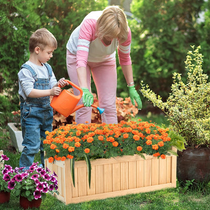 GRAFFY Raised Garden Bed, Folding Wood Planter Box w/Removable Bottom & Drainage, Elevated Planter for Flower Herb Vegetable Fruit, Plant Container for Grass Lawn Patio Backyard (27.5"D x 12"W x 10"H)