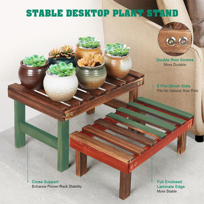 COOGOU 3 Tiered Small Plant Stands Shelf Indoor Outdoor,Wood Flower Pot Stand Holders Rack,Freestanding Corner Ladder Shelves for Plants Succulent Cactus,on Patio,Desktop,Window