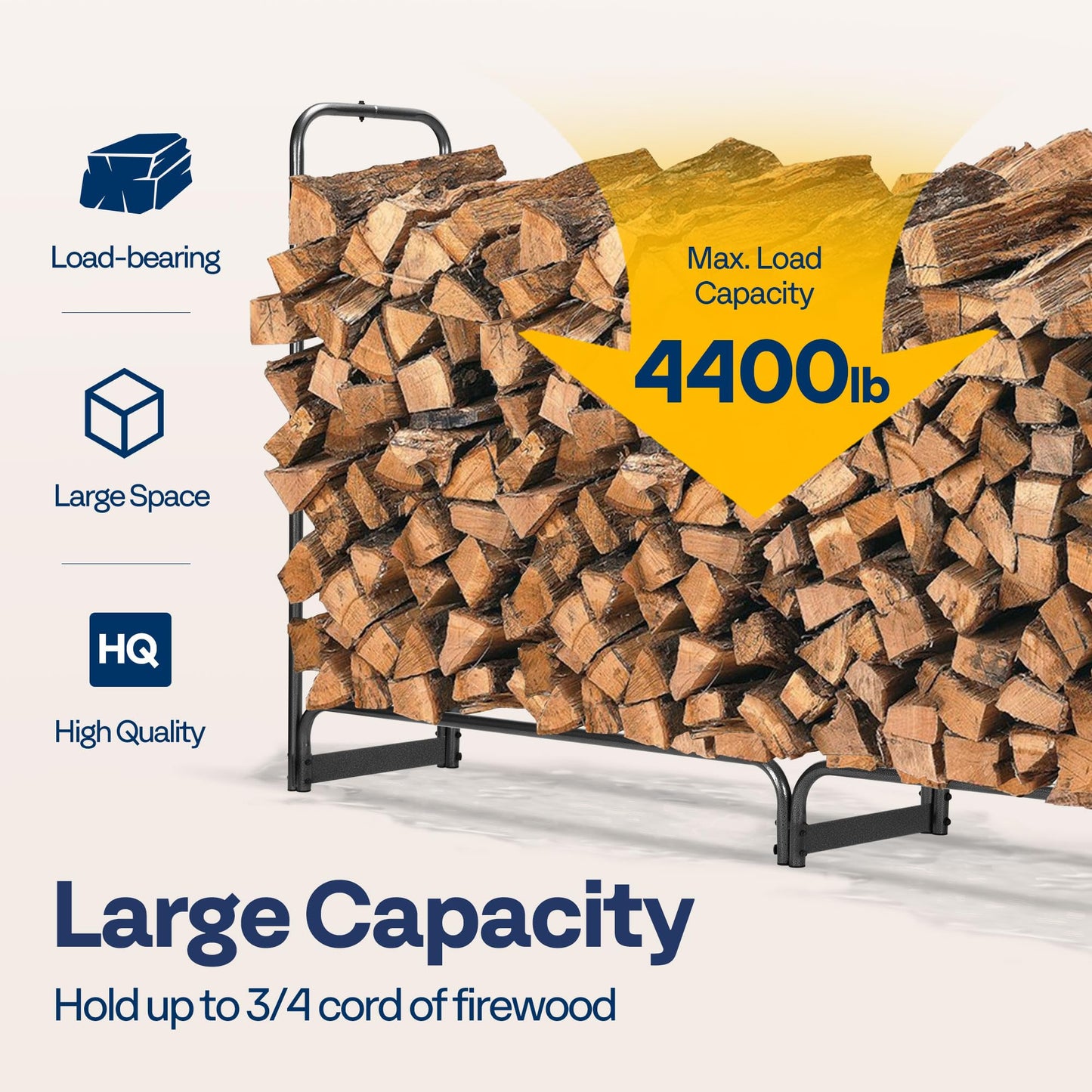 VIVOHOME 12 ft Heavy Duty Firewood Rack Outdoor with Cover, Fire Wood Storage Rack, Log Holder and Cover Combo Set with Zipper, Black