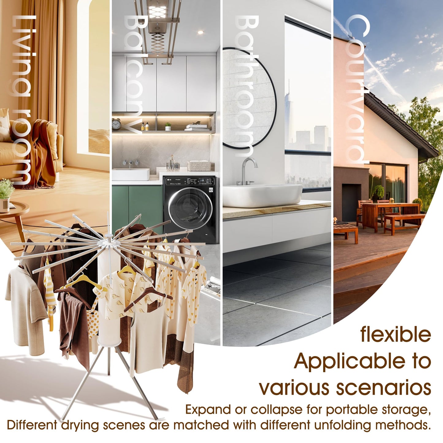 BOQORAD Tripod Clothes Drying Rack,Drying Rack Clothing Foldable,(16 Aluminium Poles),Standing Dry Racks,Laundry Drying Rack,Clothes Hanger Rack,Laundry Rack Folding,Collapsible,Retractable