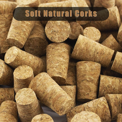 100 Pack Corks for Crafts, Tapered Wine Bottle Cork Stoppers Replacement Corks for Wine Beer Bottle, Leakproof