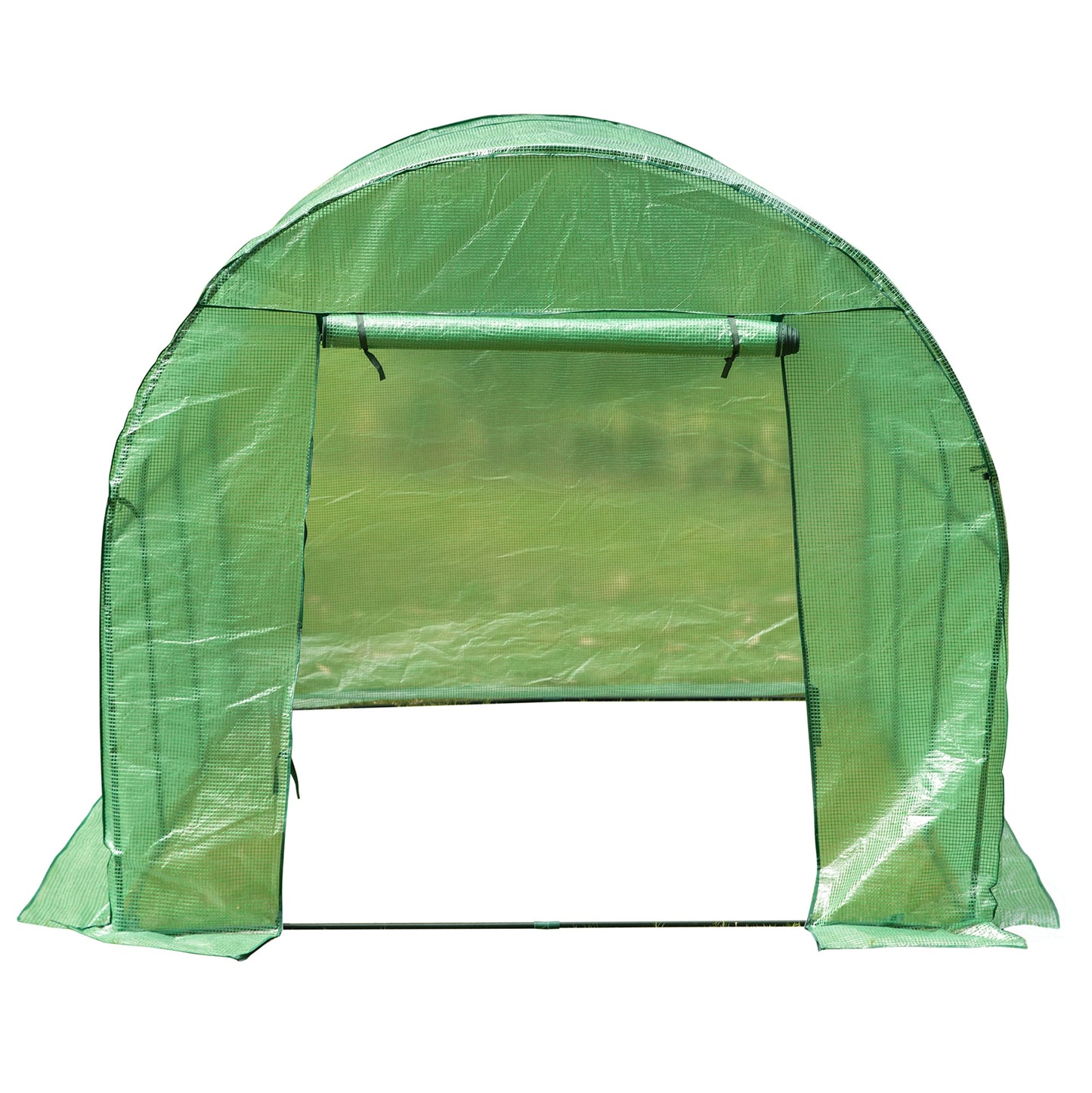 Gardenised 10 FT Green Outdoor Portable Garden Plant Walk-in Greenhouse Tunnel and Garden Plant Hot House with Roll-up Zipper Door Waterproof