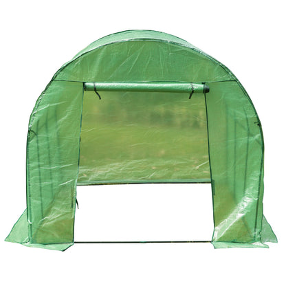 Gardenised 10 FT Green Outdoor Portable Garden Plant Walk-in Greenhouse Tunnel and Garden Plant Hot House with Roll-up Zipper Door Waterproof