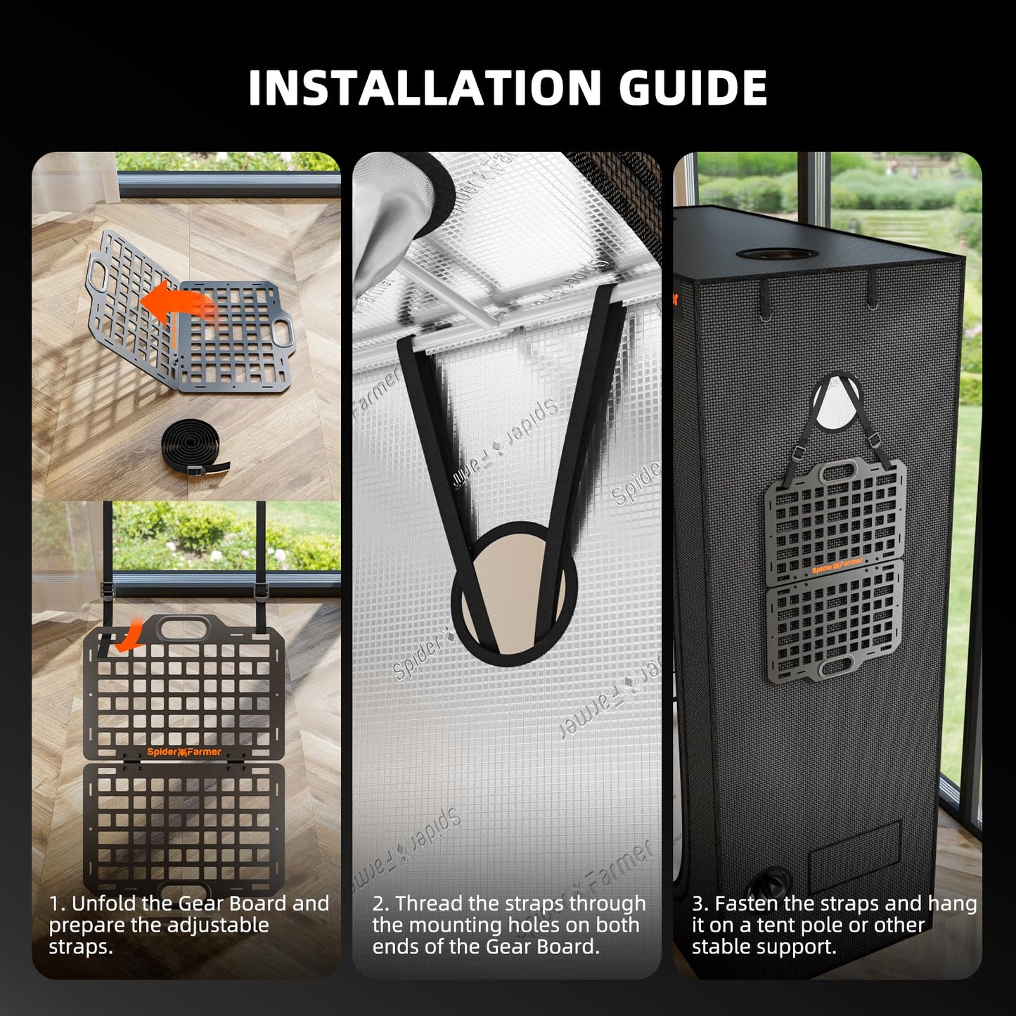 Spider Farmer Grow Tent Gear Board with 2.3x2.3 Grow Tent 28"x28"x63" for Indoor Plant Growing