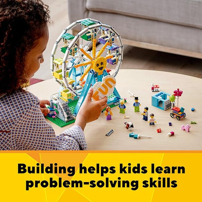 Lego Creator 3in1 Ferris Wheel 31119 Building Kit with Rebuildable Toy Bumper Cars Boat Swing and 5 Minifigures New 2021 (1002 Pieces)