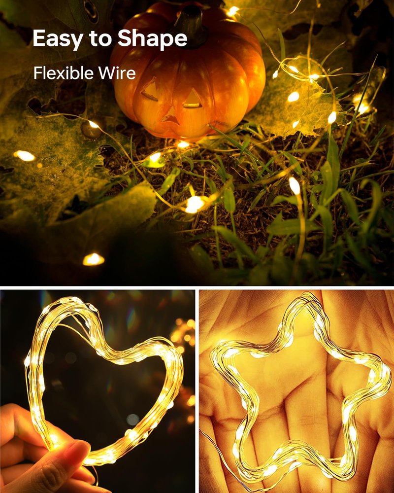 10 Pack Fairy Lights Battery Operated - 7ft 20 LED Twinkle Lights Copper Wire Mini String Lights Firefly Lights for Mason Jars DIY Crafts Christmas Wedding Party Centerpiece Table Decor, Warm White