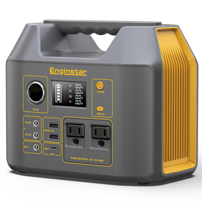 EnginStar Portable Power Station,300W Solar Generator, 110V 296Wh Power Bank Two Pure Sine Wave AC Outlet 80000mAh Lithium Battery Pack for Camping Outdoors Trip RV Hunting Vans Emergency Backup