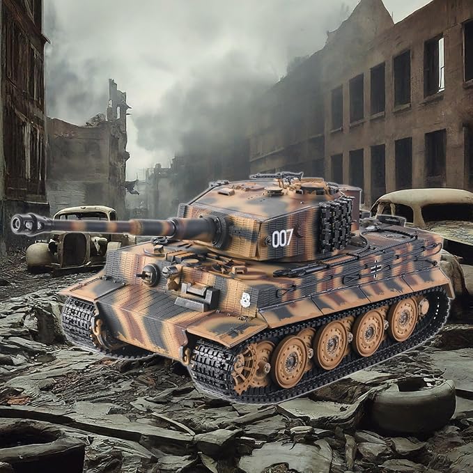 POCO DIVO German Tiger I Heavy Tank 1/24 Infrared IR Combat Panzer RTR 2.4Ghz RC Armored Vehicle Taigen 3841-11-L-C Late Version Airbrush Paint Sound Light Recoil WWII Military Model Camouflage