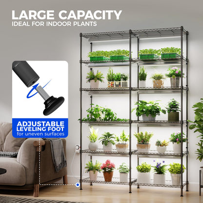 Barrina CX1 Plant Stand with Grow Lights, 5-Tier Metal Shelf, 47.2x13.8x70.9IN, 5000K Full Spectrum Lighting