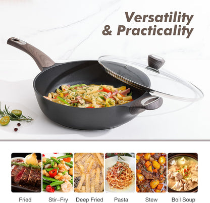 SENSARTE Nonstick Frying Pan - 12 Inch Deep Skillet with Lid | Healthy, PFOA-Free Cooking Pan